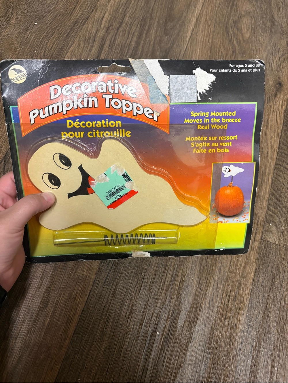 Vintage Sun Hill Industries 1998 Decorative Ghost Pumpkin topper